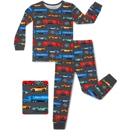 babee Reshinee Bamboo Viscose Toddler Car Pajamas Boys Girls Kids Baby 2pcs Long-Sleeve Pyjamas Set 4-5T Snug fit Sleepwear Pjs
