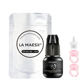 La Maesii Eyelash Extension Glue 0.17fl.oz/5ml/0.5 Sec Drying/Retension - 8 Weeks/Black Adhesive/Professional Supplies Salon Use for Lash Tech