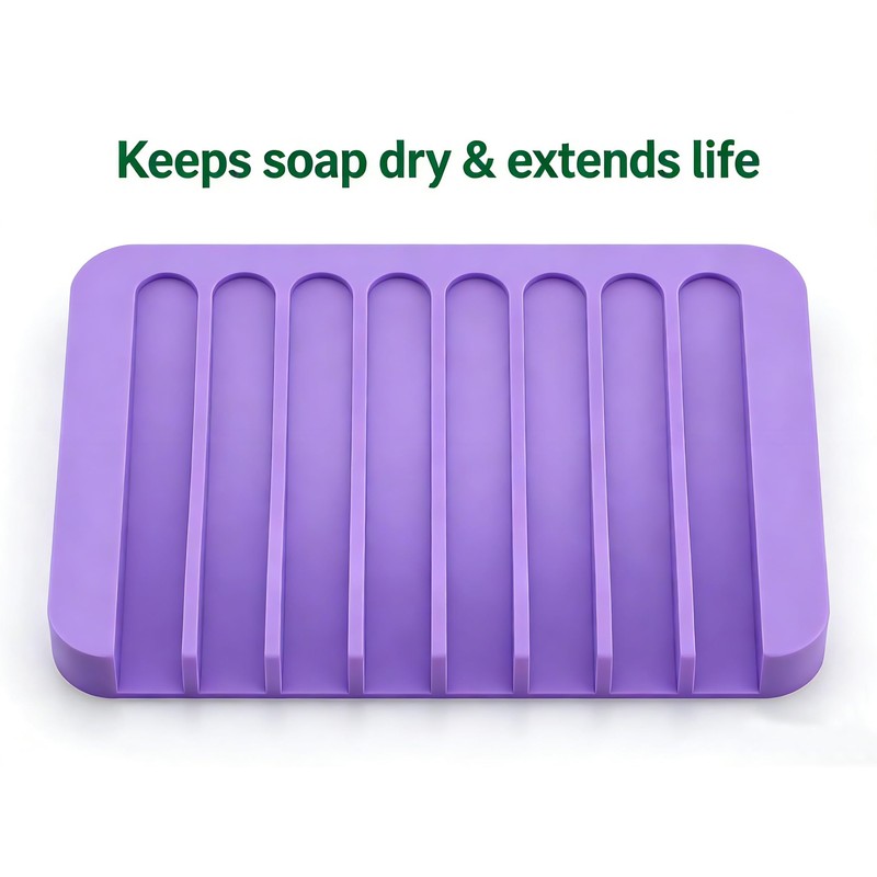 2pcs Self Draining Soap Holder Rack, Advanced Silicone Soap Dish