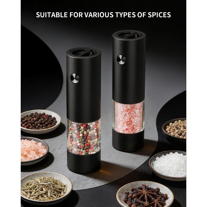 CIRCLE JOY Electric Salt and Pepper Grinder Set with Charging