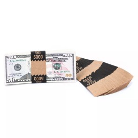 Carousel Checks, Inc.  Natural Kraft Saw-Tooth $5,000 Currency Band (500)