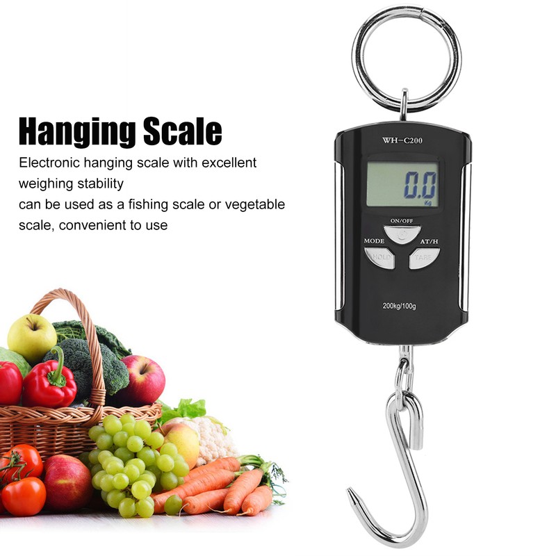 Portable Electronic Hanging Scale Digital LCD Backlit Display Kg/lb/JIN 200KG