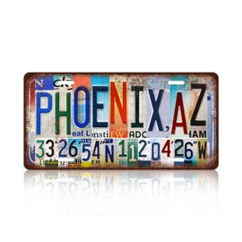 JBYMsign Vintage City Wall Decor Phoenix,Az License Plate Metal Sign Tin Signs Poster