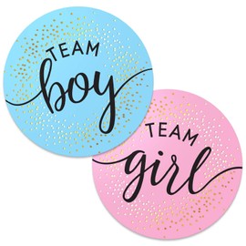 Lahviuu Gender Reveal Stickers,120 Pcs Baby Shower Sticker with Black Letter Team Boy and Team Girl, Idea Decoration for Baby Shower Decorations and Gender Reveal Party Games