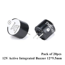 Hailege 20pcs 12V Integrated Active Buzzer Alarm Speaker Electromagnetic Buzzer 12 x 9.5 mm