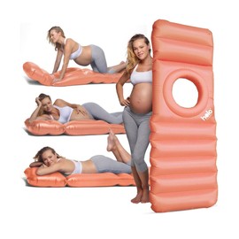 HOLO The Original Inflatable Pregnancy Pillow - Full Body Maternity Airbed/Float with Hole for Tummy - for Ultimate Sleeping Support & Comfort - Say Goodbye to Pregnancy Related Aches & Pains (Peach)