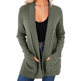 imesrun Womens Open Front Cardigans Casual Long Sleeve Classic Knit Sweater Outerwear with Pockets