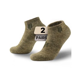 Juclise Alpaca Wool Ankle Socks, Midweight Compression Socks for Running, Hiking and Daily Working, Arch Support, Full Cushioned, Breathable, Moisture Wicking, Anti-Blister, 2 Pairs(M, Army Green)