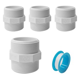 AUXBC 4PCS 2 Inch PVC Male Thread Nipple Coupling Adapter, 2" Male x Male Schedule 40 Pipe Fittings Connector for Plumbing Home Industrial Applications