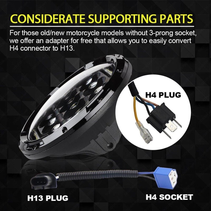 Unbranded Pair Newest 7inch Round LED Headlights Hi/Lo Beam for