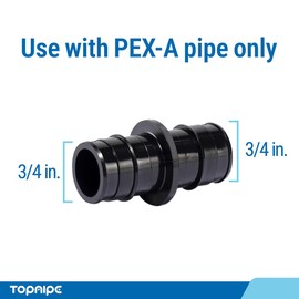 (Pack of 10) Topaipe 3/4 Inch PPSU PEX-A Expansion Coupling, F1960, PPSU ONLY for PEX-A Pipe, Straight Coupling Connector Fitting for Pipe/Tubing