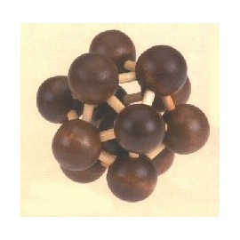 3" Wooden Atomic Atom Brain Teaser 3D Puzzle, Light Beige