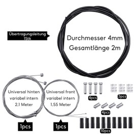 HXSYKJDM Bicycle Shift Cable Set, Universal Bicycle Gear Cable Steel Shift Cable, Shift Cable Set Made of PVC and Stainless Steel for Mountain Bike, Road Bike (2 Metres Long)