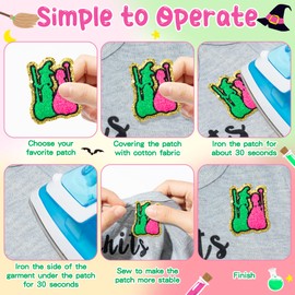 Witch Iron on Patches -10Pcs Chenille Embroidered Repair Patch Green Witch Musical Movie DIY Accessories Sew on Fashion Applique for Fans Backpack Clothes Hats Dress Jackets Jeans Decor