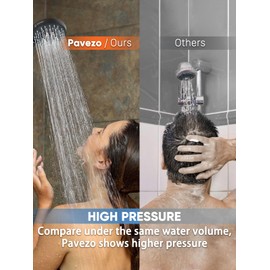 Pavezo® High Pressure Handheld Shower Head with Filter, ON/OFF Switch Pause Button, 10-mode Shower Head with Hard Water Softener Filters, SS Hose, Anti-clog & Powerful to Clean Tile & Pets, Black