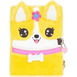 Corgi Dog Diary for Girls with Lock, Plush Corgi Toys Gift for Teen Girls, Kids Corgi Writing Journal Notebook, Birthday Gifts for Little Girls Ages 5 6 7 8 9 10-12 Year Old