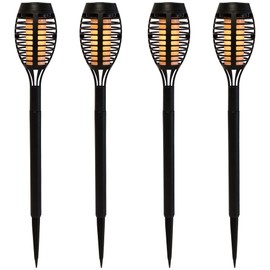 Northlight Set of 4 Black Solar Powered LED Pathway Markers, 19.75"