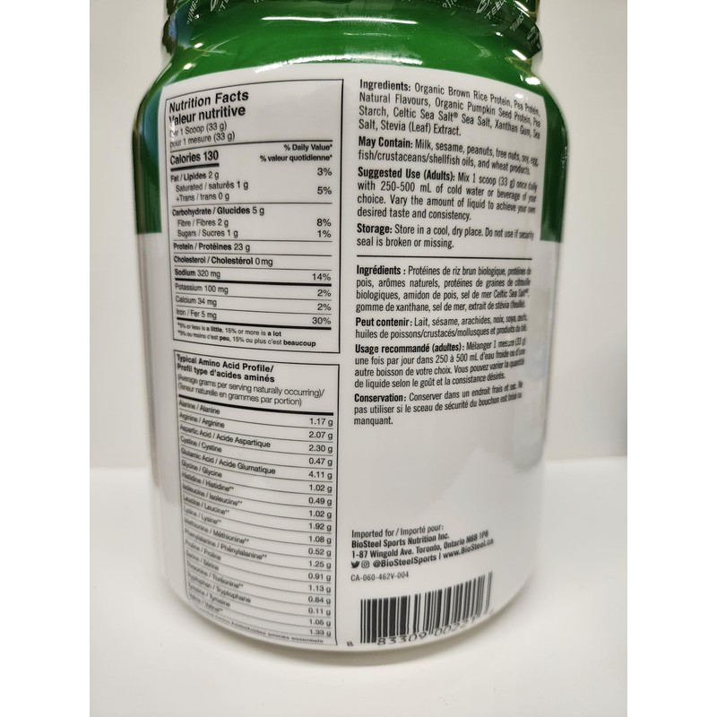 Biosteel Plant Based Protein Powder Vanilla Flavour 462g