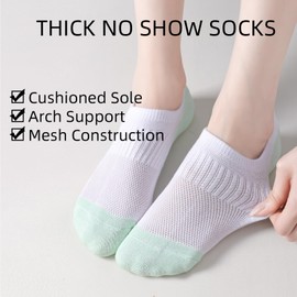 EPEIUS Thick No Show Socks for Women Athletic Ankle Socks Cushioned Running Low Cut Non Slip Invisible Liner Size 8-11 (Assorted 2 6 Pairs L)