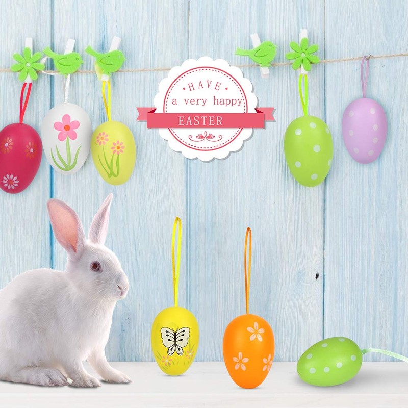 O-Kinee Easter eggs decoration for hanging, plastic Easter decoration