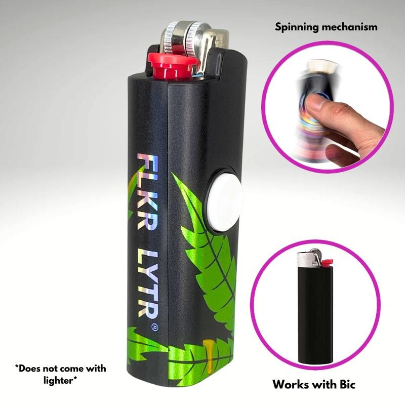 FLKR LYTR: Green Drip Fidget Spinning lighter case, works with