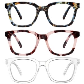 AIMISUV Reading Glasses for Women Men - Blue Light Blocking Magnifying Readers,Oprah Square Anti-Glare Computer Eyeglasses(Mix2,0.5X)