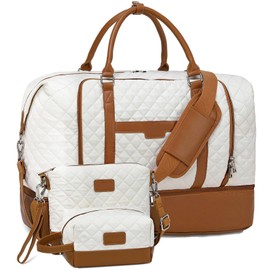 Weekender Bags for Women Overnight Bag with Shoe Compartment and Toiletry Bags Large Travel Duffel Bag Carry On Shoulder Tote with Trolley Sleeve 21" for Weekend Traveling Business Trip, Gym