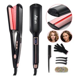 All-in Planchas De Cabello Profesional Infrarrojos Cerámica Alaciadoa Plachas Extras Anchas De 2,2 Pulgadas 26 Temperaturas 2 En 1 B-767bk Negra...   