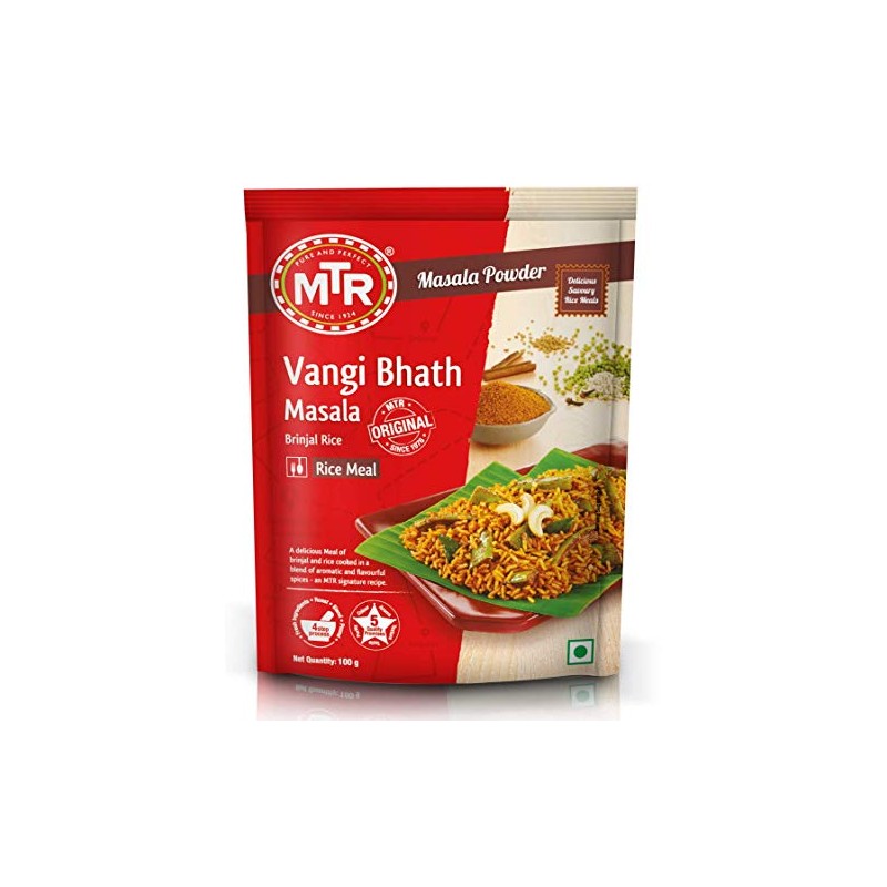 MTR Vangi Bhath Masala Brinjal Rice 100g-3.53Oz 100% Natural No