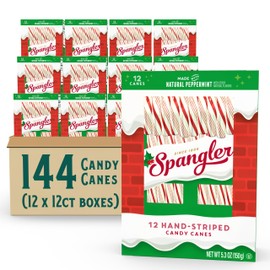 Spangler Red and White Christmas Candy Canes - Classic Christmas Treats, Natural Peppermint Sticks, Candy Canes Bulk, Individually Wrapped, Regular Size - 144 Count (12x12 Ct. Boxes)