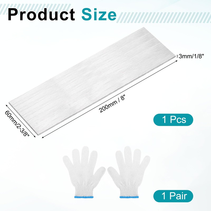 uxcell 304 Stainless Steel Flat Bar 1/8" Thickness, 2-3/8" Width,