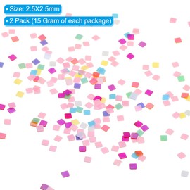 PATIKIL 30 Gram/1 Ounce Sequins and Spangles, 2Pcs Mixed Sequins for Crafts DIY Arts Wedding Celebration Supplies Greeting Card Decoration, Mix Colors, Square Style 1