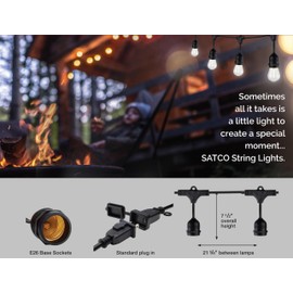 Satco S8039 Incandescent Indoor/Outdoor String Lights, Black, Bulbs Not Included, 24 Feet (Pack of 1)
