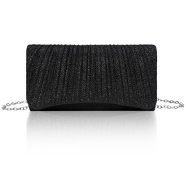 XUDREZ Women Clutch Bag, Glitter Envelope Handbag With Detachable Chain Strap, Elegant Sequins Evening Clutch Purse for Women Wedding Prom Cocktail Party Gifts (Black)