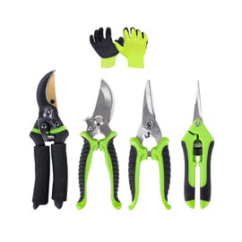 AUDCALIGHT 4-Pack Bypass Pruning Shears, Titanium Steel Blade,With Gardening Gloves,Shears Stainless, Ergonomic Hand Pruning Shears for Trees, Plants (Shears Gardening Tool Kit)