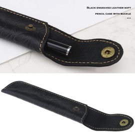 ECSiNG 1pc Black Leather Pen Case 170x35mm Portable Pen Cover Retro Carved Flower Patterns Pen Pouch Case for Daily Use Office