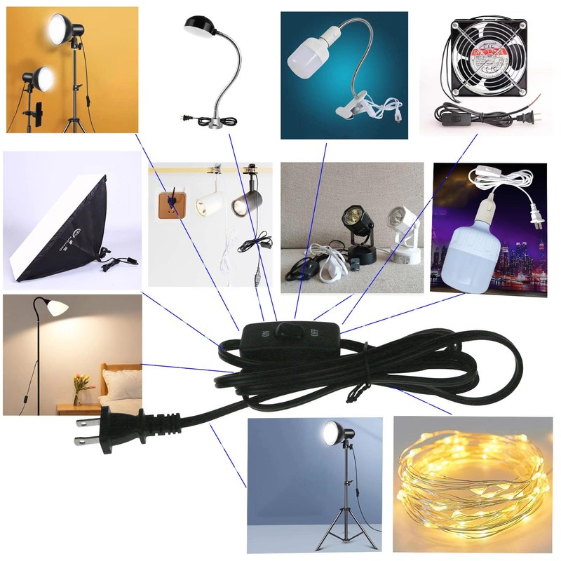 HBFBZM 6Feet Lamp Cord with Switch On Off, 6Ft 18AWG