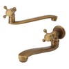 Antique Garden Faucet with Extended Spout Antifreezing Copper Wall Mount