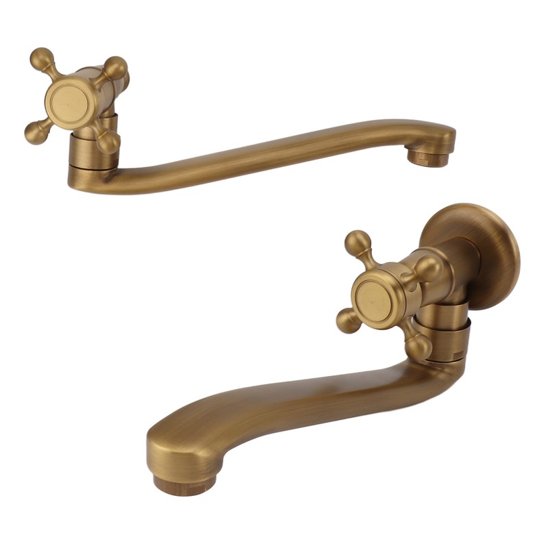 Antique Garden Faucet with Extended Spout Antifreezing Copper Wall Mount
