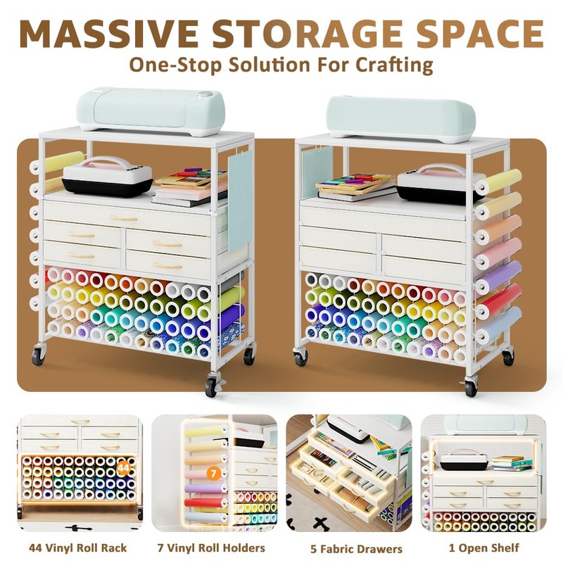 LUCKUP Organization and Storage Craft Table for Cricut Machines, Rolling