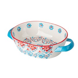 ONECCI Casserole Dish, 9.7"x6.26" Ceramic Baking Dish, Lasagna Pan Deep for Oven, 28oz Baking Pan with Handles, Oven Safe and Durable Bakeware for Lasagna, Home Decor Gifts, Idyllic (Blue Duckweed)