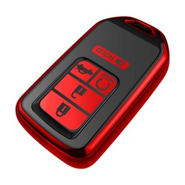 Tukellen for Honda Key Fob Cover, Premium Soft TPU Full Protection Key Fob Case for Honda Accord Civic CRV Pilot Ridgeline Odyssey Passport Smart Remote Key Protector 5 Buttons (Red)