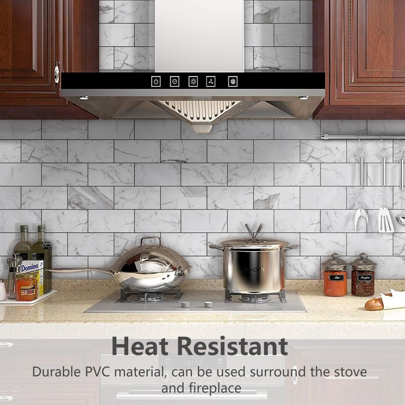 STICKGOO 100-Pieces Peel and Stick Backsplash, 3" x 6" PVC