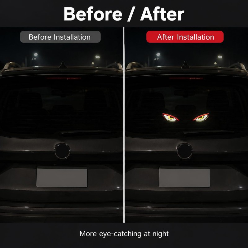 Solar Devil Eyes LED Car Window Light, Wireless No Drill