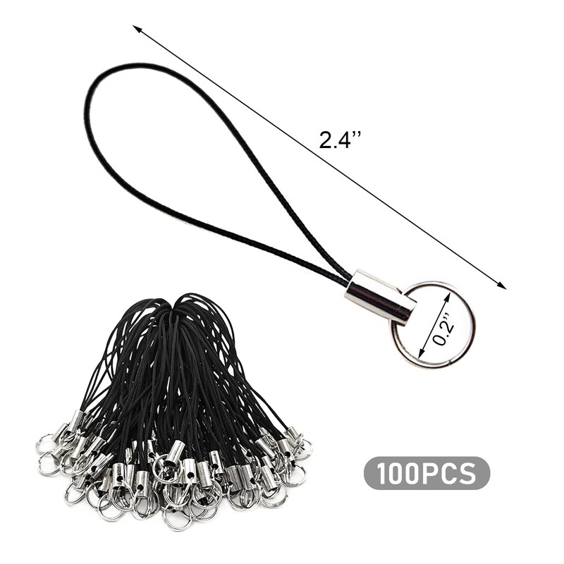 Medsuo 100pcs Replacement Straps with Split Ring, Cell Phone Charm