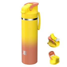 OISIZ Insulated Water Bottle 24 oz with 2-in-1 Straw and Swig Lid, Leakproof and BPA Free, Keep Cold 24H, Vacuum Stainless Steel Kids Water Bottle for School, Travel and Sports, All Dishwasher Safe