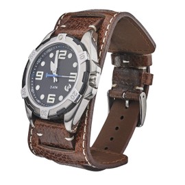 ALPINE Genuine Vintage Leather Cuff Watch Strap - Black, Brown, Tan in Sizes 20mm, 22mm & 24mm - (BROWN - 20MM)
