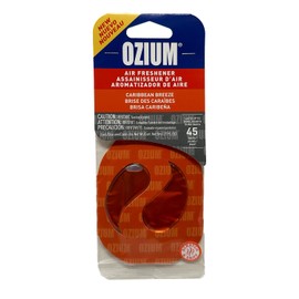 Ozium Paper Membrane Hanging Car Air Freshener - Automotive Air Fresheners and Odor Eliminator for Car (Caribbean Breeze, 1 Pack)