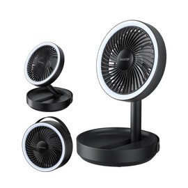 Gaiatop Foldable Small Desk Fan with LED Night Light, Wireless 6000mAh Battery Powered Portable Fan USB Rechargeable, Bedroom Office Dorm Travel Camping Cruise Essentials, Gifts for Women Men, Black
