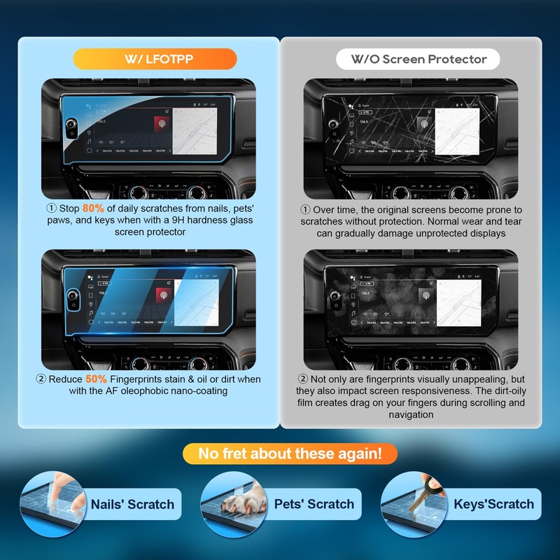For 2025 2026 GMC Sierra Screen Protector-(3PCS)2022-2026 Sierra 1500& 2024-2026